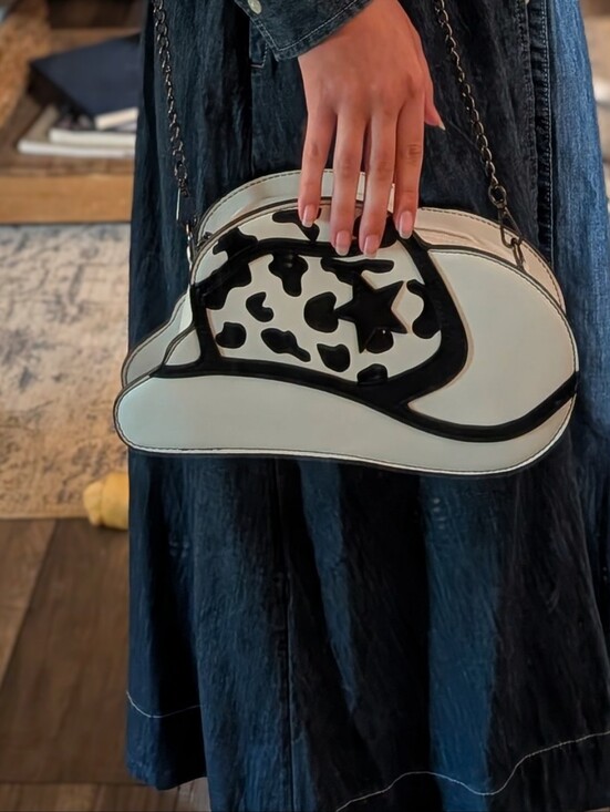 Handbags - Cowboy Hat-Shaped Shoulder Bag in White and Black (3 For $25⭐)